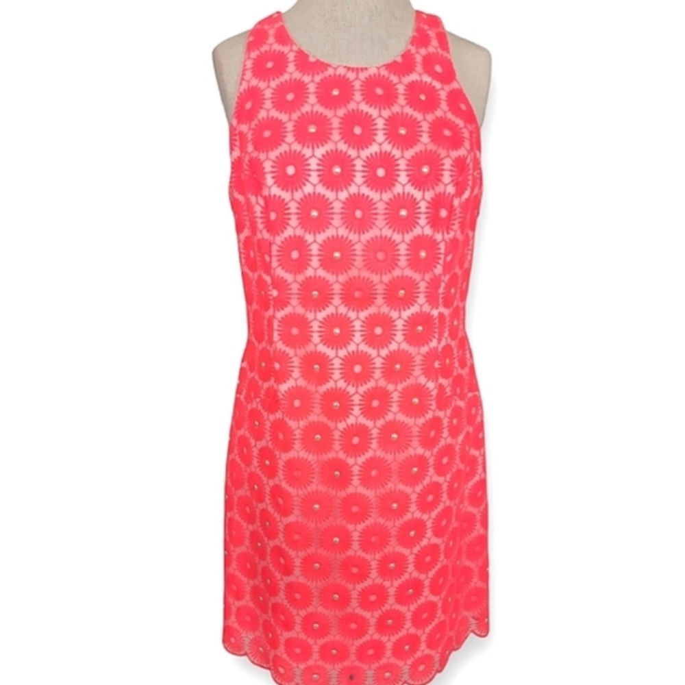 Lilly Pulitzer Pearl Dress in Fiesta Pink Pinwheel Organza Size 0